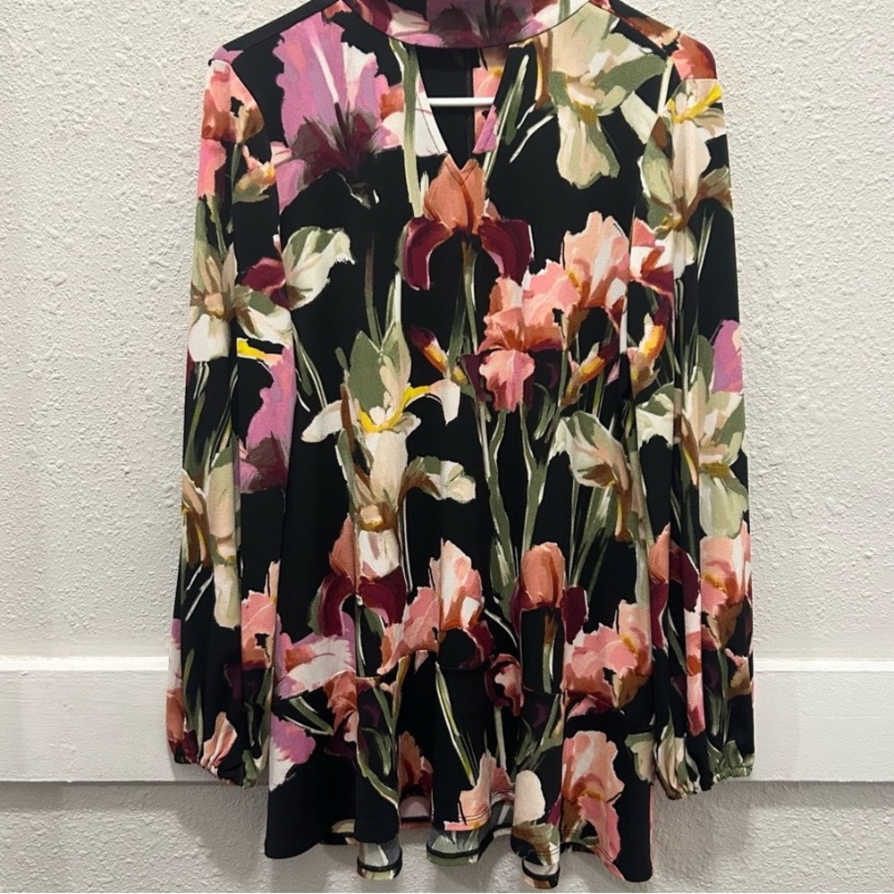 Elegant Floral Blouse - Black, Pink, Green